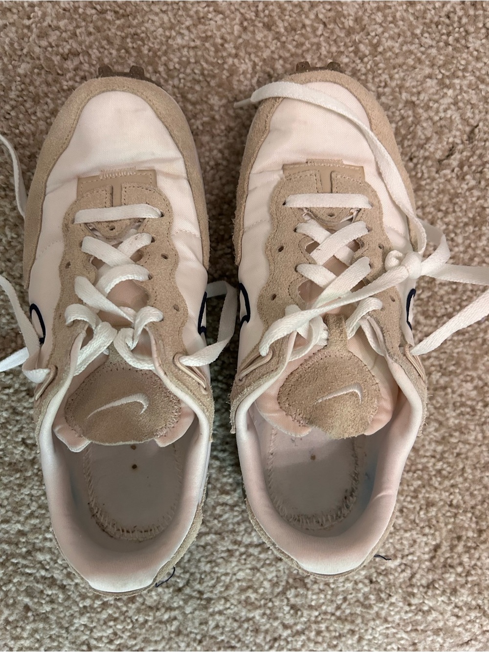 Women’s Nike Beige & White w/ Navy Swoosh Sneakers